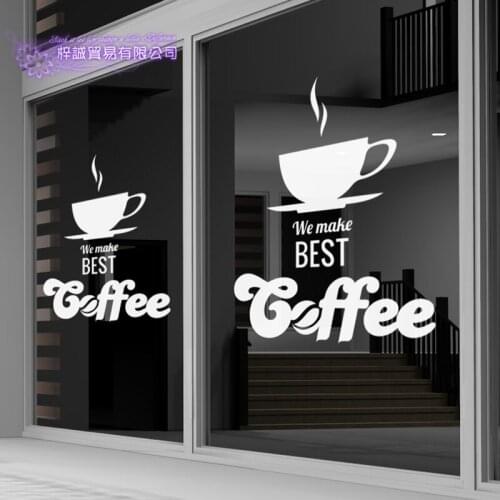 Coffee Shop Wall Decal Cafes Milk Tea Bakey Cake Wall Art Sticker Decal DIY Home Decoration Mural Decor Coffee Glass Sticker