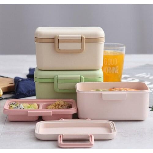 New Bamboo Fiber Lunch Box Bento Box for Student Office Worker Food Storage Container Eco-Friendly Portable 1000ml