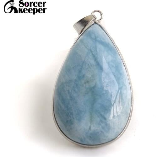 Genuine Natural Aquamarine Gem Real Ocean Blue Aquamarln Pendant Necklace For Woman Man CBA Beads Stone Jewelry DIY Gift BF447