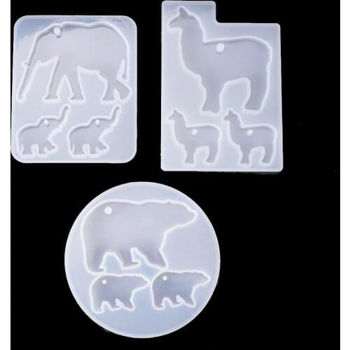 Animal Pendant DIY Silicone Mold Elephant Family Clear Mould for UV Resin Jewelry Making Epoxy Resin Crafts Jewelry Tools