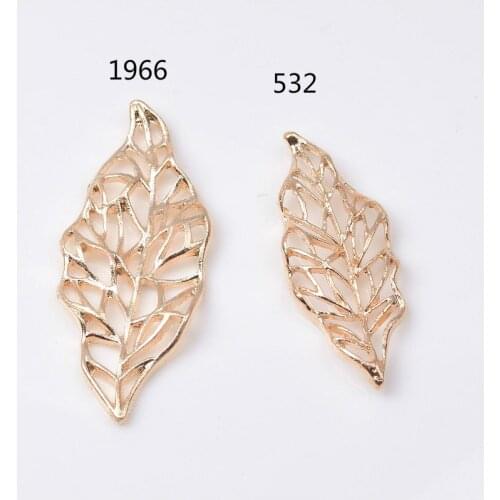 50pcs 15*40mm Hollow Tree Leaf Charms Trendy Jewelry Gold color Metal Alloy Fit DIY Jewelry Making Pendant