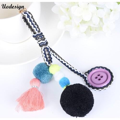 Lovely Fluffy Fur Ball Key Chain Rings Pendant Cute Pompom Faux fastener Tassel Keychain Women Car Bag Key Ring