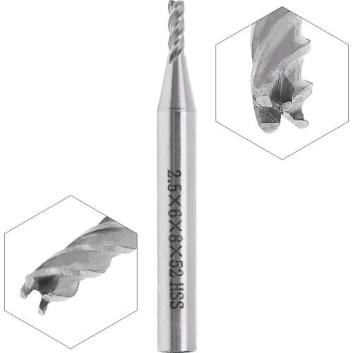 2.5-8mm 4 Flute HSS & Aluminum End Mill Cutter with Extra Long Straight Shank for CNC Mold Processing Metal Milling Cutters