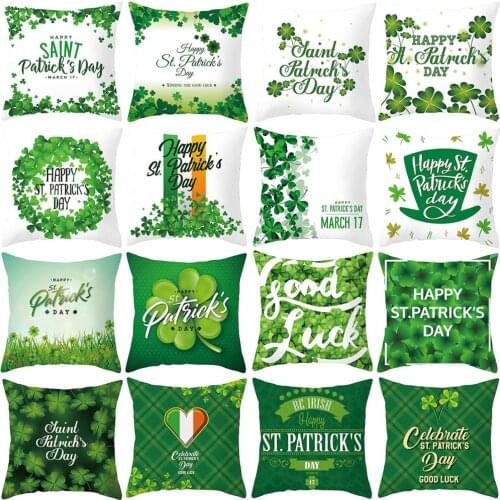 Happy Saint Patricks Day Decor For Home Shamrock Clover Pillowcase St.Patricks Day Party Decor Irish Party Supplies Favor Gift