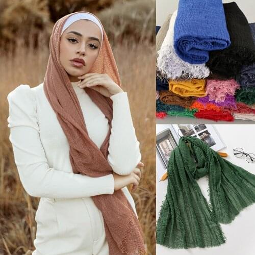 70*175cm 2021 Spring and summer hot sale muslim hijab women muslim crinkle hijab scarf soft cotton hijab femme musulman