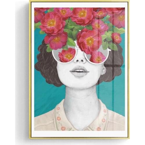 Nordic Posters And Prints Flower Girl Portrait Wall Art Canvas Painting Pictures For Living Room Scandinavian Home Decor