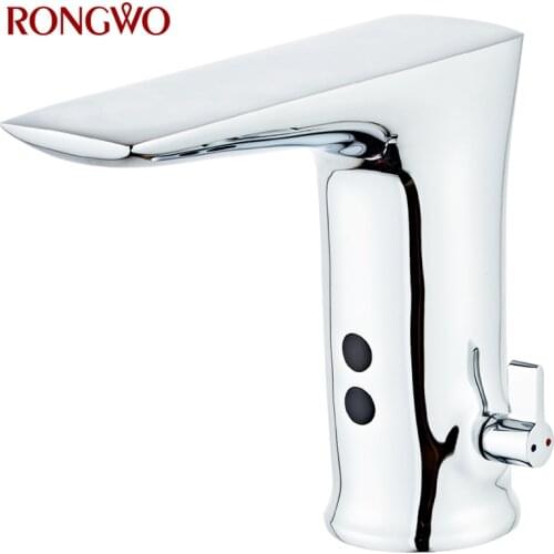 ROGNWO Bathroom Faucet Electric Automatic Sensor Mixer Touchless Kitchen Sink Basin Battery Power Hot And Cold Water Tap