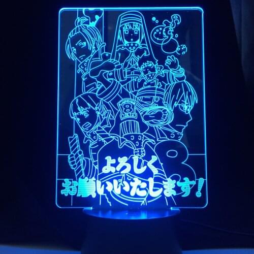 Joker Anime Lamp Fire Force Design Japanese Cartoon Lamp for Home Decor Birthday Gift Manga LED Night Lamp 3d Light Dropshipping