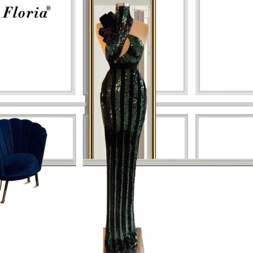 Dark Green Sequins Prom Dresses 2021 Long Mermaid Vintage Celebrity Dresses For Women Party Arabic Evening Gowns Abendkleider