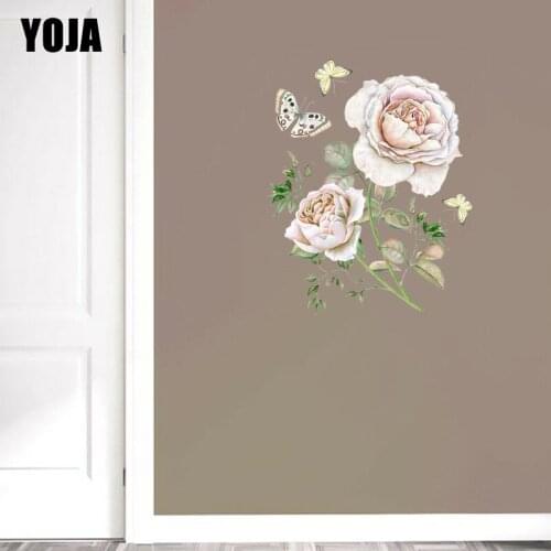 YOJA 48×59.6CM Watercolor Rose Butterfly Classic Home Decoration Flower Art Wall Stickers Mural 8WS0125
