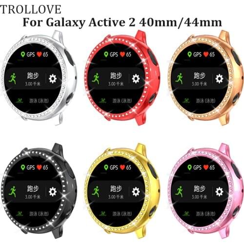 Protective Case for samsung galaxy watch active 2 40mm 44mm Hard PC Diamond bumper Protection Cover for Active 2 40/44mm Frame