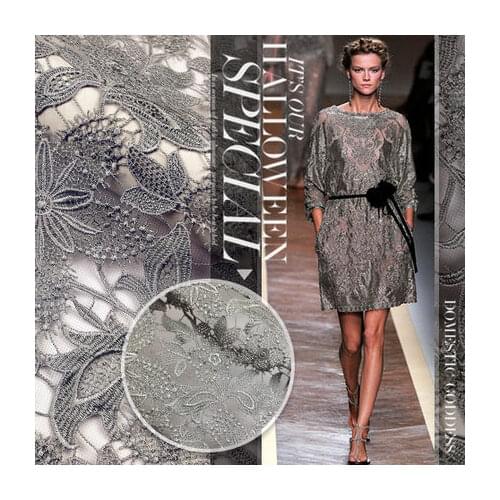 Fashion Lace Fabric 120CM Width Grey Water Soluble Embroidery Lace Fabric High-end Womens Fabric DIY Mesh Lace LSHB288