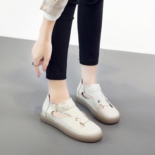 Tilocow 2020 New Women Genuine Leather Flats Candy-colored Womens Single Shoes Hollow Lazy Loafers Elastic Band Female Shoes