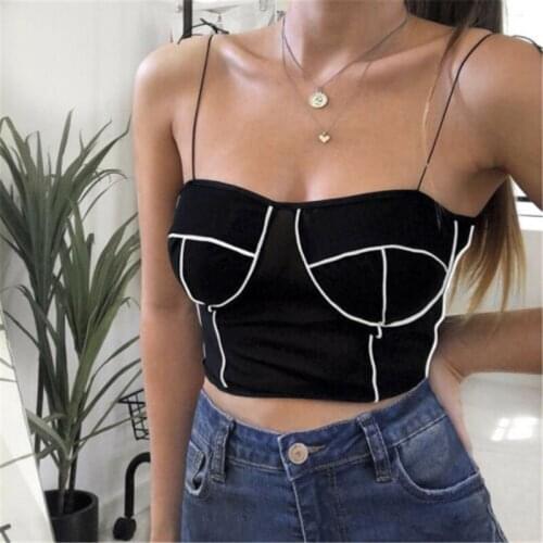 2019 Fashion Summer Womens Black And White Vest Sleeveless Crop Top Crop Top Tank Top Tank Tops Vest Femme