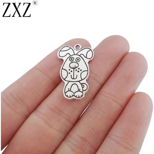 ZXZ 10pcs Dog Charms Pendants Beads for Jewelry Making Findings 26x17mm