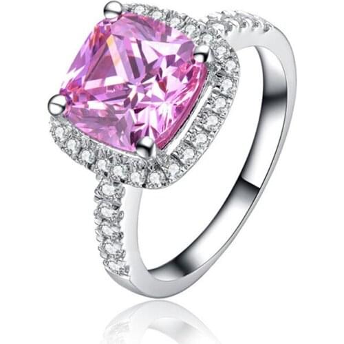 1 Ct Pure 18K Gold Pink Cushion Cut Breathtaking Quality Simulate Diamonds Ring Best Propose Pure Gold Gift For Girl