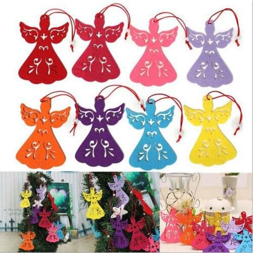12Pcs 8Colors Christmas small angel nonwoven pendant Christmas tree pendant exquisite decorative pendant Christmas decorations