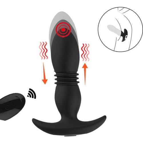 12 Speed Vibrating Male Prostate Massager Wireless Remote Telescopic Dildo Vibrator Butt Plug Anal Beads Vibrator Anal Sex Toys