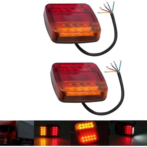 2Pcs 12V Trailer Truck Caravan 26 LED Taillight Tail Rear Light Turn Signal Brake Stop Lamp 12LED Number Plate Light Boat Pickup
