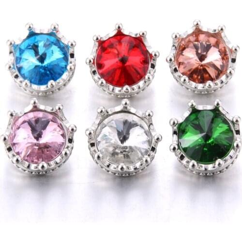 2019 New 10pcs/lot Mixed Rhinestone Crown Styles Metal Charms 18mm Snap Button Jewelry For Snaps Bracelet DIY Snap Jewelry