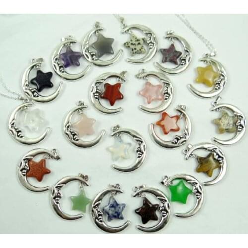 2020hot sell Natural stone Quartz Crystal tiger eye Opal amethyst lapis moon Pendant for diy Jewelry making necklace Accessories