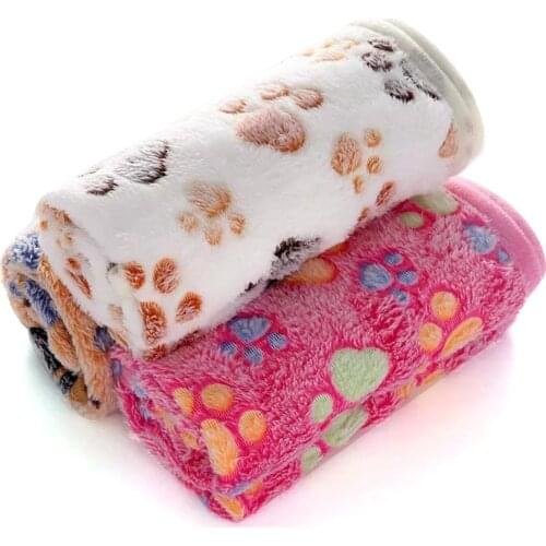 3pcs Warm Paw Print Blanket Bed Cover For Dogs And Cats Dog Paw Pattern For Pets Coral Fleece Super Soft Blanket