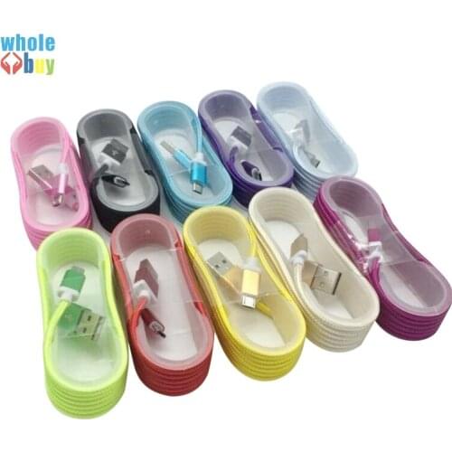 300pcs/lot wholesale MultiColor 1.5M Nylon Braided Rope Neto Type-C Micro 5pin 8pin USB Charger Sync Data Cable For iPhone X HTC