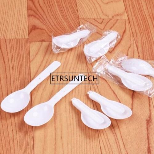 5000pcs Disposable Plastic White Scoop Folding Spoon Ice Cream Pudding Scoop With Individual Package