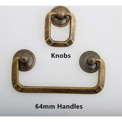 64mm Dresser pulls knobs handles bronze drawer cabinet knobs handles 2.5" antique brass drop rings handles 2.5" rustico retro