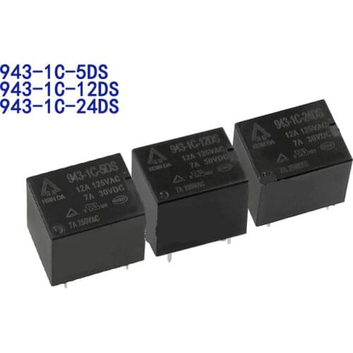 Free shipping 5PCS 12V 943-1C-12DS 5 pin T73 one open close 12VDC electromagnetic relay