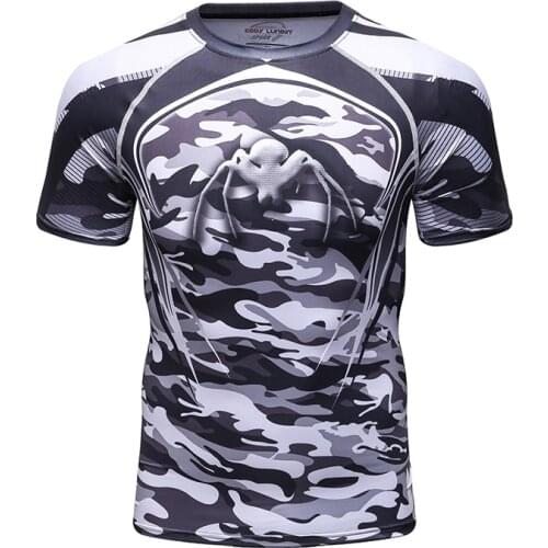 Guangzhou Factory Prices 3D Printed Men Training Wears Casual Running Fitness Short Sleeve