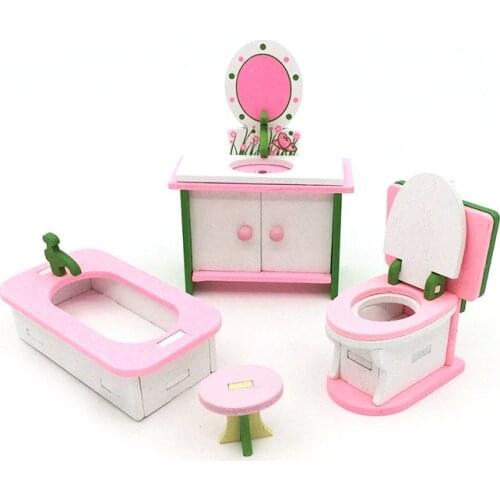 Wooden 1:12 toy house miniature furniture play house creative bedroom childrens restaurant removable doll home decoration doll