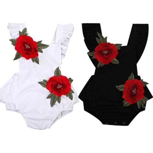 Newborn Baby Girls 3D Flower Summer Clothes Romper Jumpsuit Bodysuit Sunsuit Brace Overalls Party Pretty Sleeveless