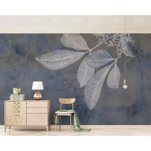 Beibehang Custom Photo Wallpaper Mural Modern Fashion Navy Lines Leaves Nordic Texture TV Background Wall papel de parede