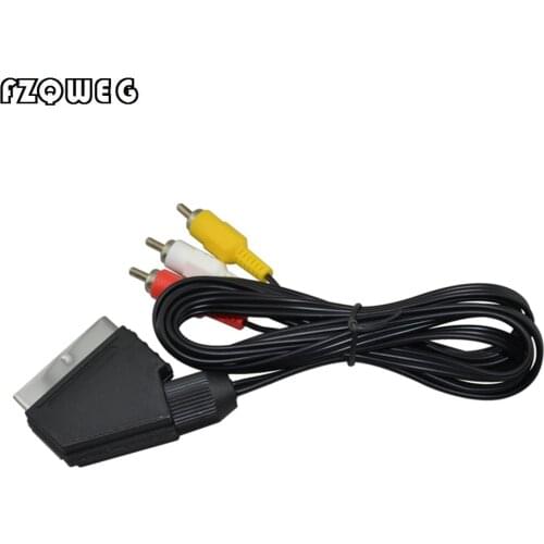 FZQWEG Black High Quality 1.8m RGB Scart To 3 RCA Audio Video Cable for NES for FC
