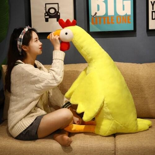 Giant 50-135cm Fluffy Cock Plush Toys Sleeping Pillow Cute Animal Stuffed Swan Chicken Dolls Floor Mat Kids Girls Birthday Gift