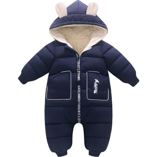 Down Cotton Baby Boy Rompers Toddler Newborn Overalls 2020 Newest Winter Baby Fleece Jacket Coat Plus Velvet Baby Girls Snowsuit