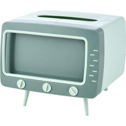 Creative TV Tissue Box Dispenser Storage Napkin Case with Mobile Phone Holder H58C