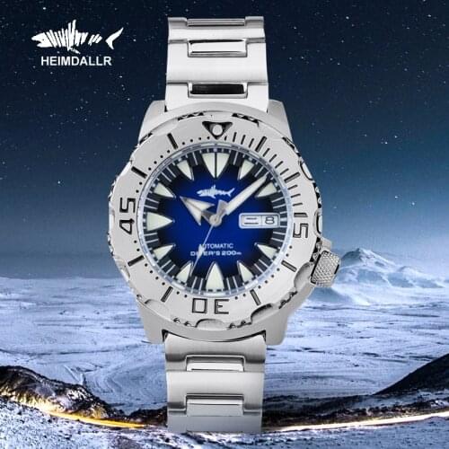 HEIMDALLR Monster Mechanical Wristwatches Mens Creamic Bezel Sapphire Crystal 20ATM Water Resistance Diving Sharkey Watch