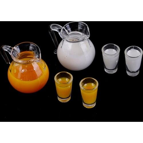 3pcs 1/12 Dollhouse Miniature Accessories Mini Juice Jug Cup Set Simulation Drink Milk Model Toys for Doll House Decoration
