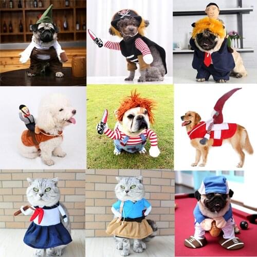Cartoon Dog Halloween Costume Funny Cosplay Dog Clothes For Small Dog Winter French Bulldog Jacket Standing Chihuahua Pet Outfit
