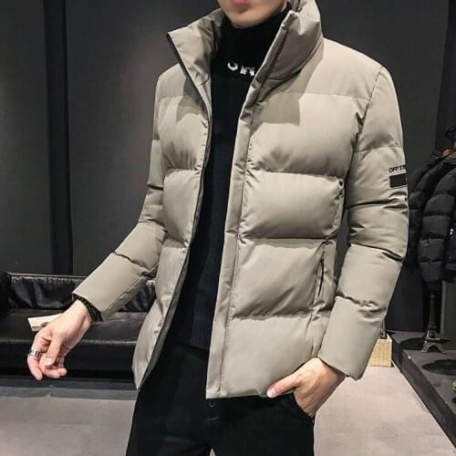 2021 New Windproof Winter Parka Coat Men Fashion Thicken Winter Jacket Male Solid Color Stand Collar Zipper Casual Down Parkas