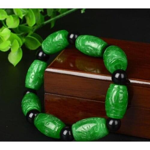 Natural carved jade bracelet emerald road leads men and women Bracelet