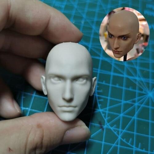 Unpainted 1/6 FF7 Zack Head Sculpt Carving Model Fit 12 inch Male Soldier Action Figure Body for Fans DIY Painting Exercise