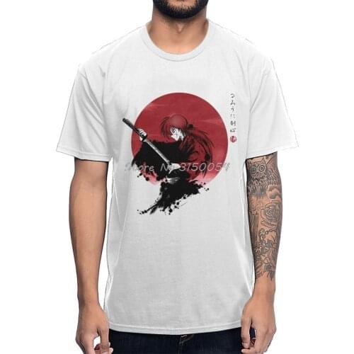 New Rurouni Kenshin T-shirt Men Casual Cotton Tshirt Summer O-neck T Shirt Anime Tees Tops Harajuku