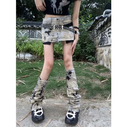 New Summer Gothic Harajuku Denim Skirts Hot Girl Fashion Sweet Punk Mini Kawaii Short Skirts