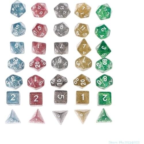 New Twinkling Polyhedral Dice For Dragon Pathfinder D20 D12 D10 D10% D8 D6 D4 7pcs/set dices Drop Ship