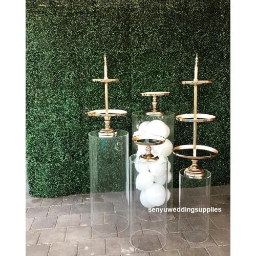 New style Factory Wholesale Acrylic Backgrounds Decorative Acrylic Round Plinth Vases Centerpieces For Wedding senyu1480