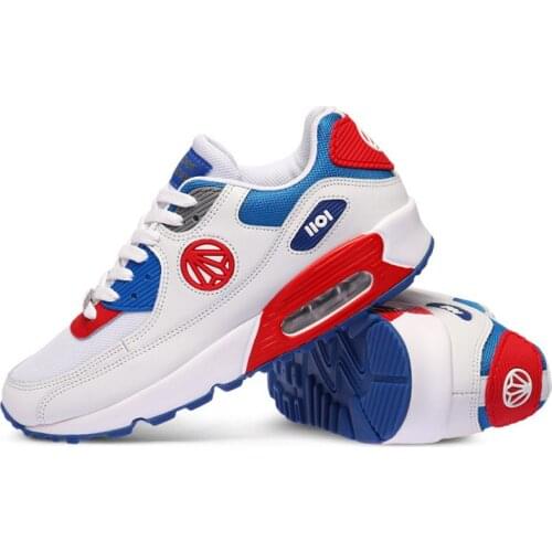 Paperplanes 1101 - White Red Blue Air Cap Walking Training Lace Up Shoes Trainers Sneakers