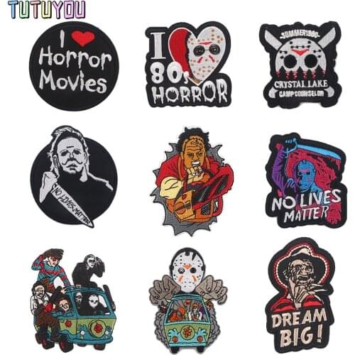 PC1925 Horror Movie Theme Halloween Killers Stickers Iron On Patches For Backpack Handbag Jacket Backpack Diy Patch